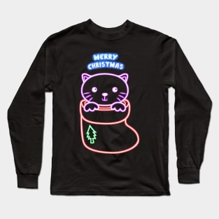 Cat Gift Shoes Neon T shirt retro vintage cyberpunk Long Sleeve T-Shirt